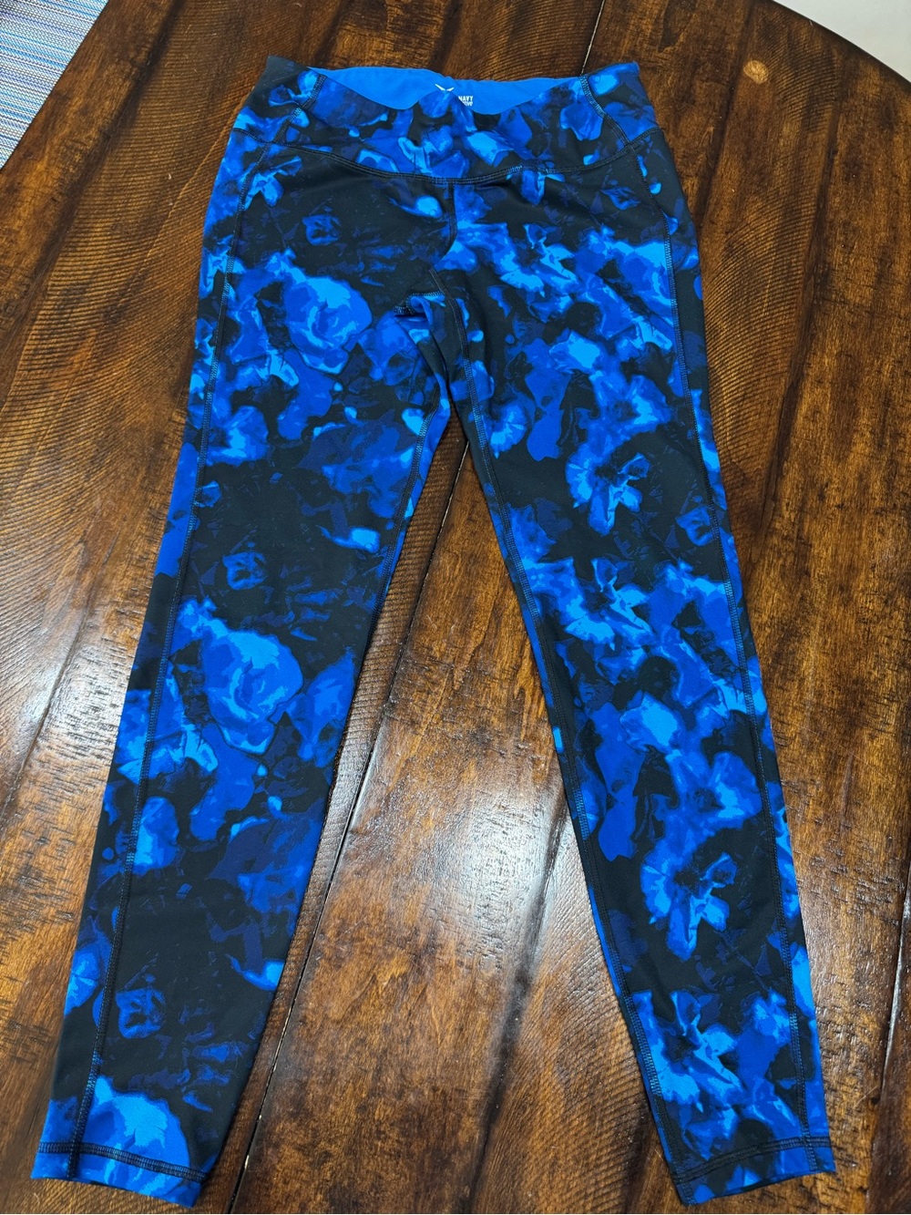 Blue Floral Print Active Leggings